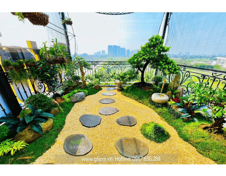 Vườn Nhật trên sân thượng - Chị Ngân KĐT Dương Nội 